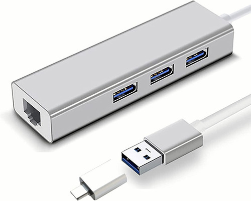 Adaptador Hub Ethernet Rj45 Red Lan Gigabit Usb C 3 Usb3.0