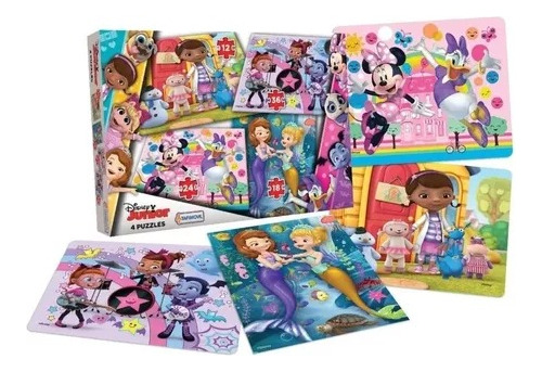 4 Puzzles Rompecabezas Disney Junior Tapimovil - Premium