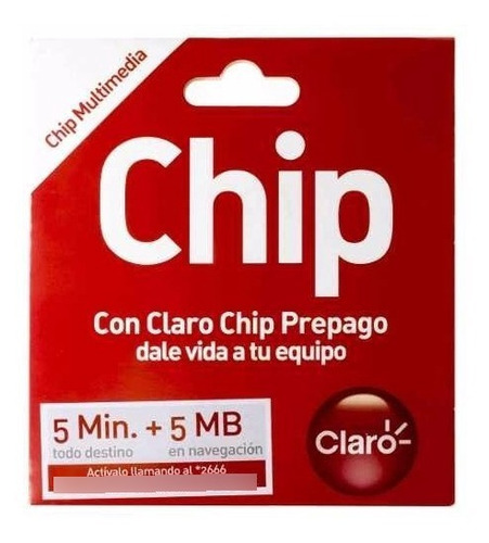 Chip Sim Card Prepago Multimedia Claro + Carga Inicial