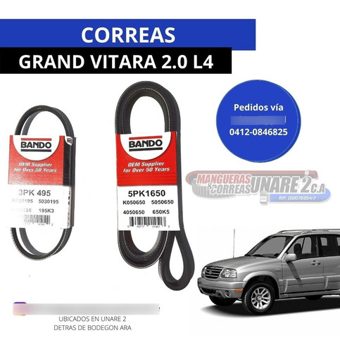 Correas Alternador Dirección- A/a 3pk495  Grand Vitara 2.0 