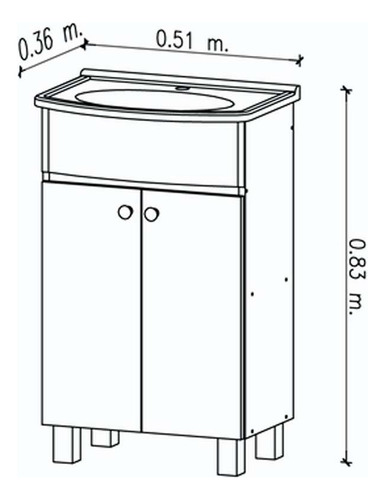 Vanitory Organizador Amube Trento Bacha 3 Agujero 50 Cm Blan