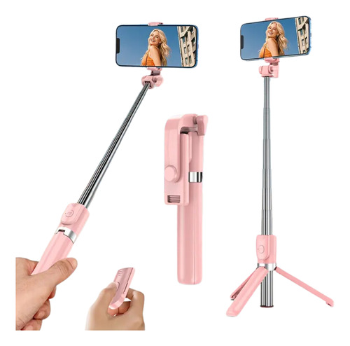 Palo Para Selfie Trípode Extensible Bluetooth Baston Selfie Rosa