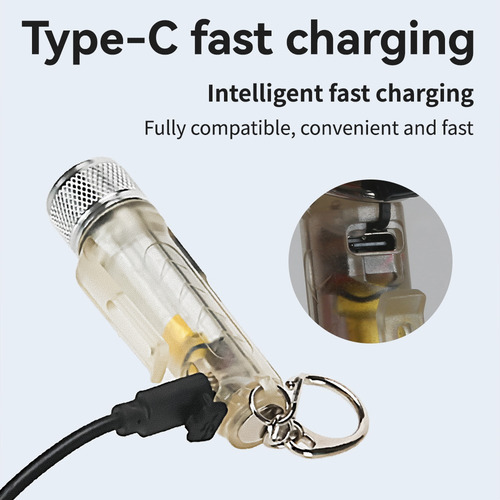 Linterna Led Recargable Usb C, Mini Llavero Led