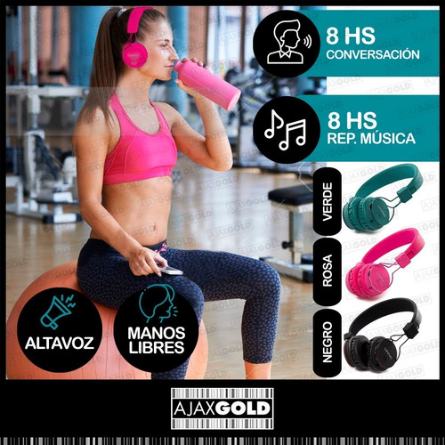 Imagen 4 de 5 de Auricular Bluetooth Inalambrico Aux 3.0 Musica Celular Sd