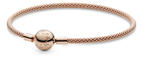 Brazalete Pandora Moments Malla Cubierto En Oro Rosa De 14k Talla 17 Cm