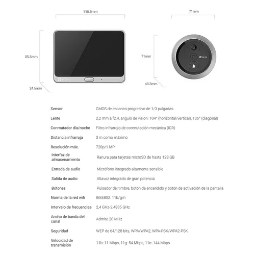 Mirilla electrónica EZVIZ DP1C