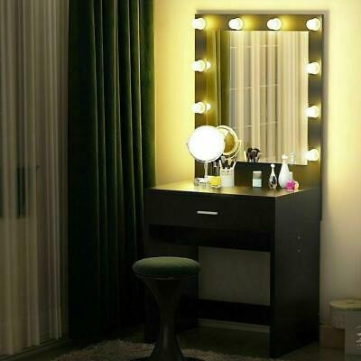 Hollywood Style Lighted Makeup Mirror, Black Vanity Mirror Set