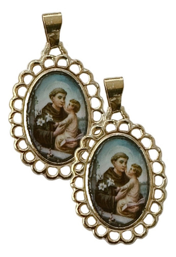 Abalorio Medalla 2x2.8cms San Antonio De Padua , 12 Pzas