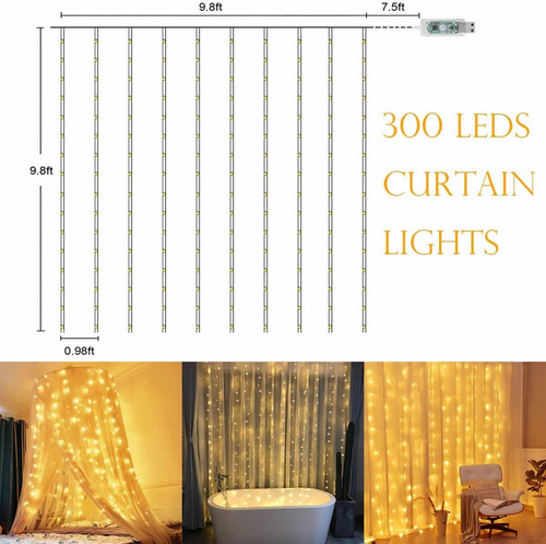 Cortina De 300 Luces Led Estilo Vintage Cálida