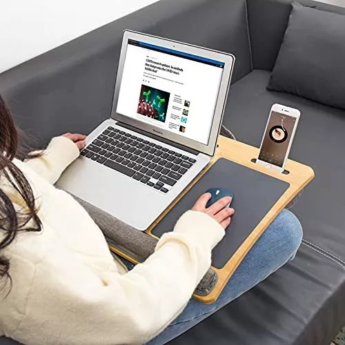 Soporte portátil de bambú para ordenador portátil, almohadilla de ratón,  reposamuñecas para Notebook con tableta, bolígrafo