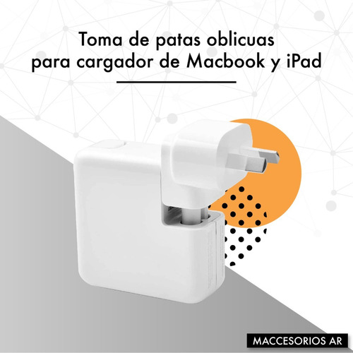 Imagen 2 de 10 de Adaptador Para Cargador Macbook Pro Air iPad Toma Argentina