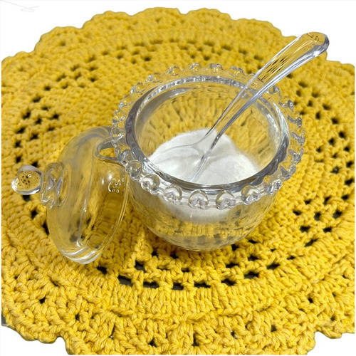 Açucareiro De Cristal Lyor Com Tampa E Colher Coração 12cm