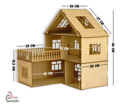 Casa De Muñecas Divina Creación 2 Mdf 3 Pisos
