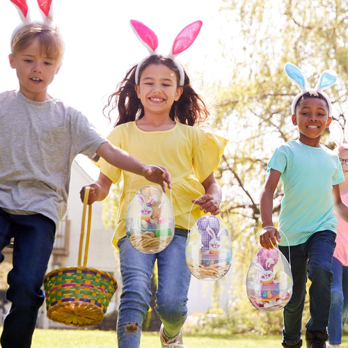 12 Huevos De Pascua De Plástico Transparentes Jumbo, De 8 Pu
