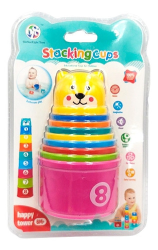 Vasos Aplilables Bebe 8 Letras Y Numeros +6 Meses Juego Agua
