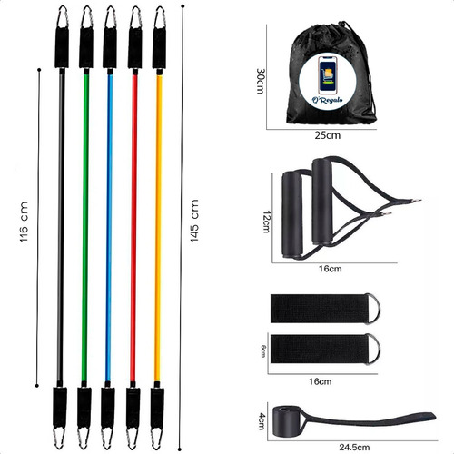 Kit Bandas Resistencia Elásticas Tubulares Poder Ejercicio
