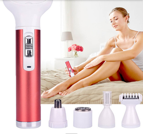 Depiladora Afeitadora Recortadora Carga Usb 5 En 1 De Mujer Rojo