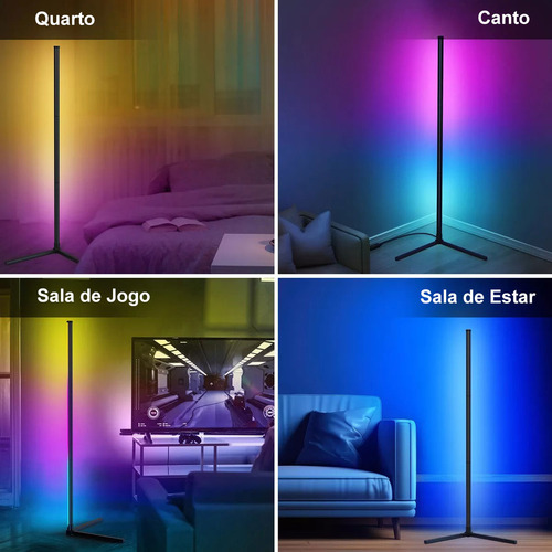 Luminária Piso Canto Com Luminária Pé Controle Remoto