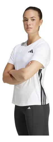 Camiseta Feminina Essentials 3 Stripes adidas Branco E Preto Liso G Lisa