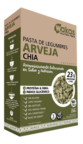 Pastas De Legumbres Wakas Gluten Free 250 Gms