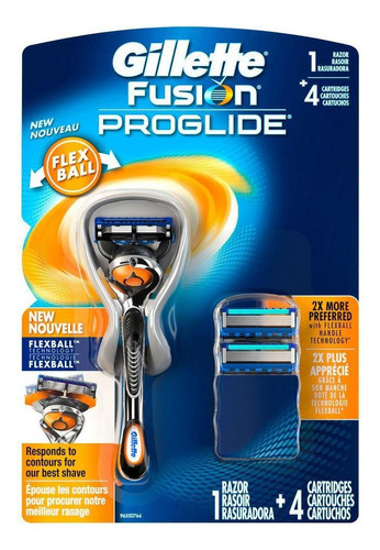 Gillette Proglide Flexball Aparelho + 4 Cartuchos 5 Lâminas