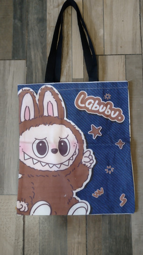 Tote Bag Van Gogh Labubu Capibara Principito Demon Slayer Labubu Azul Oscuro Lisa Tela Blanco