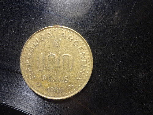 Moneda Argentina 100 Pesos 1980 Acero Latonado