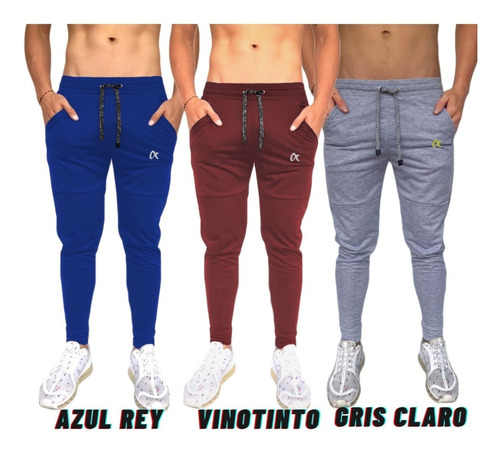 3 Unid Sudaderas Jogger Pantalón Hombre Slim Fit Colores 