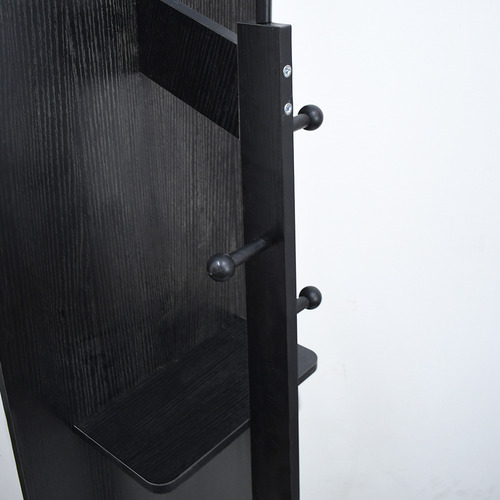 Espejo Giratorio Con Perchero Y Repisa Mod. Revo 166cm Alto Negro