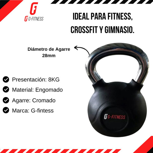 Pesa Rusa Engomada Cromada 8kg Por Unidad Gfitness