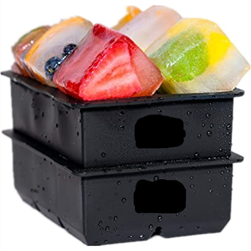 Vittak Kit 2 Formas Gelo Cubo Grande Silicone 6 Cubos Drink Whisky Cor Preto