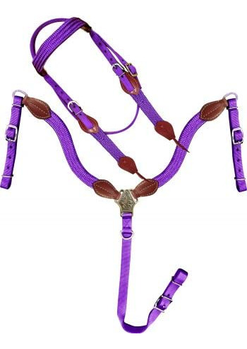 Tack N More Juego Collar Brida Pecho Nailon Trenzado Plano