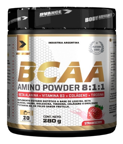 Bcaa Amino Powder 8:1:1 280 Gr Body Advance Vitamina B3