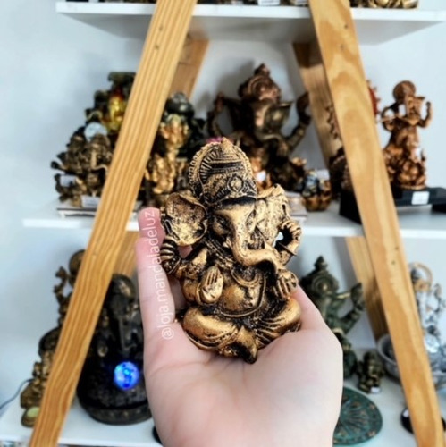 Combo Estátua De Ganesha + Pedras Dos Chakras +castiçal Kit Cor Dourado