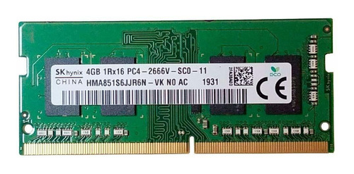 Memoria Ram 4gb 1x4gb Ddr4 2666 Mhz Sodimm Sk Hynix Hma851s6