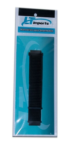 Pulseira Nylon Loop 20mm Para Samsung Galaxy Watch 3 41mm Cor Preto
