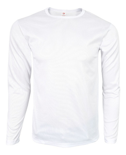 Playera Para Sublimar Deportiva Manga Larga Blanca Hombre 