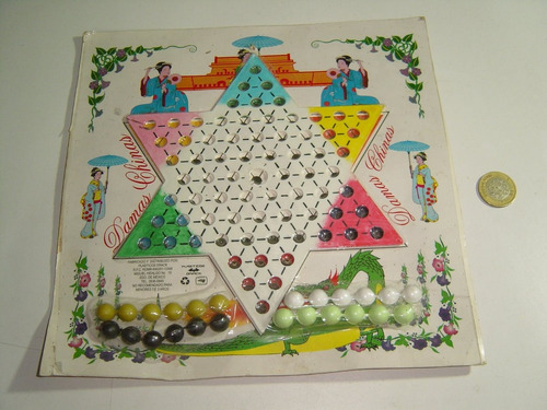 Vintage Juego De Mesa De Mercado Damas Chinas En Empaque