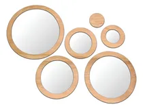 Comprar Set 5 Espejos Circular Marco Madera Natural Diseño Nordico