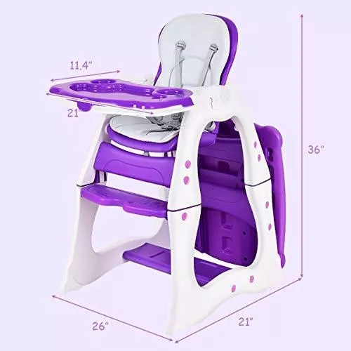 Costzon Juego de silla alta para bebé mesa y silla infantil 3 en 1