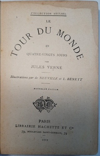 Antiguo Libro Le Tour Du Monde Jules Verne 1919 Ro 552