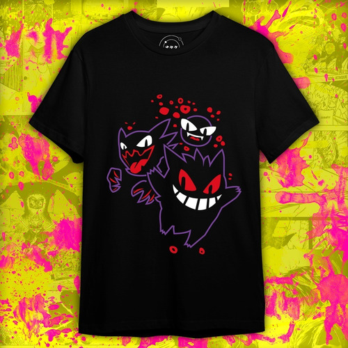 Imagen 2 de 4 de Pokemon Fantasma Polera Vinilo Textil 100% Algodón