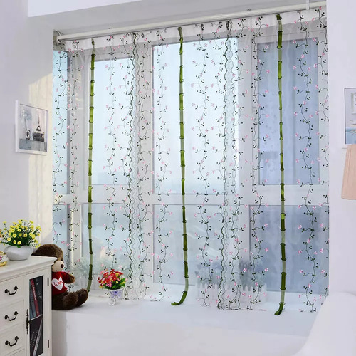 Cortinas Para Salas Sencillas Bordada Transparente De 0,8 X