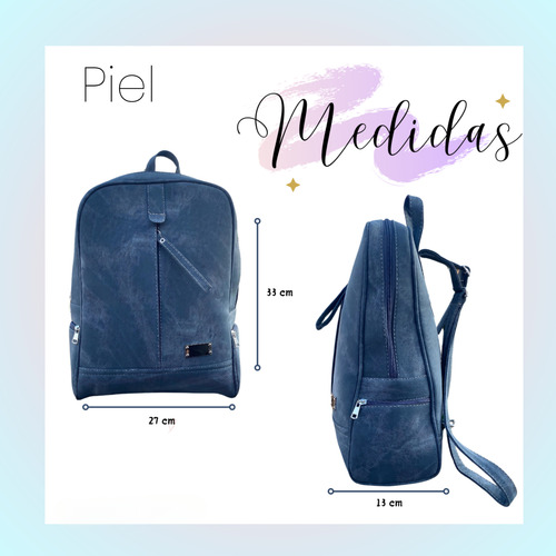Mochila Juvenil Para Mujer En Piel Mochila En Color Azul