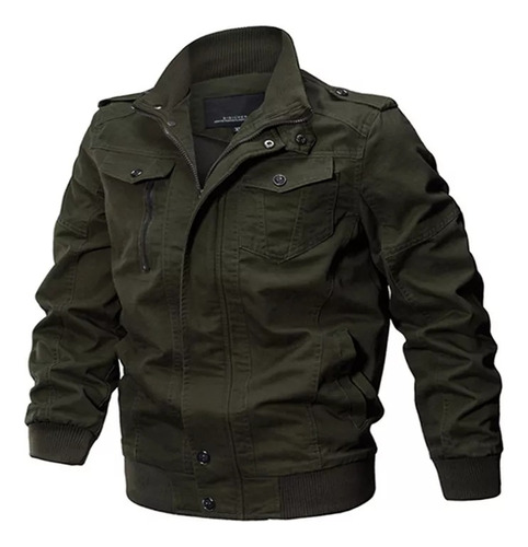 Chaquetas Estilo Militar Para Hombre Con Cremallera