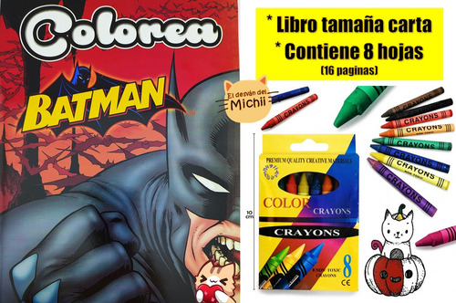 20 Libro Para Colorear Batman + 20 Cajitas Crayones (8) :)