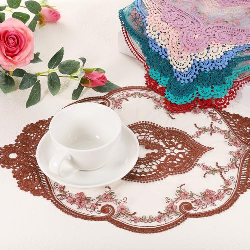 Uxcell 4pack Retro Mantel De Encaje 12x17 Pulgadas Oval Bord