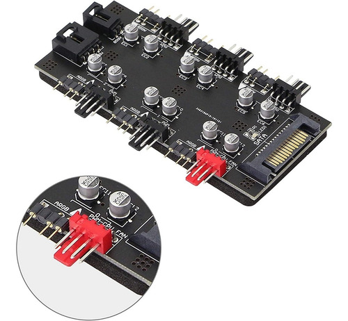 Hub Multi Fan Cooler Argb + Pwm Gabinete Gamer Rig Mineração