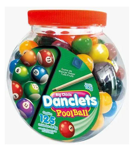 1kg Big Chicle Danclets Ball Pote C/125 Bolão Chiclete Festa