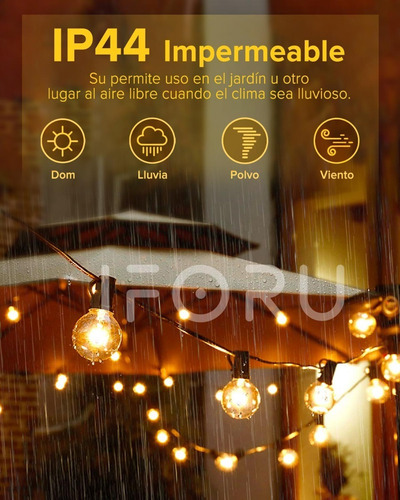 Imagen 5 de 7 de Guirnalda De Luces 25 Focos Vintage Impermeable 7.6m Iforu